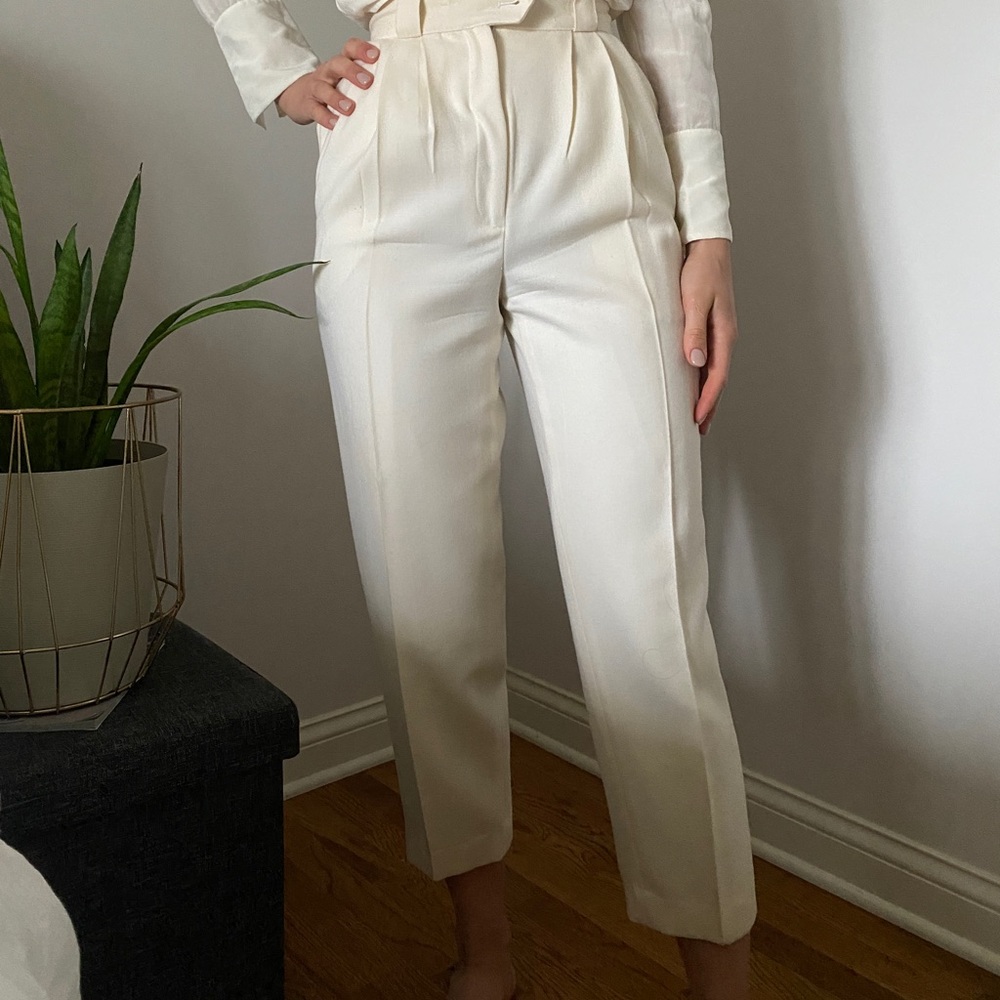 Wool Cream Trousers